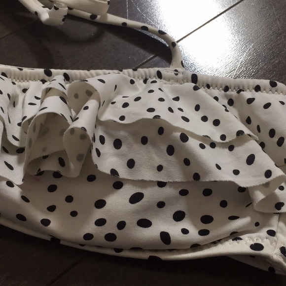 White/Cream Ruffle and Polka-Dot Swimuit Top - Picture 3 of 4